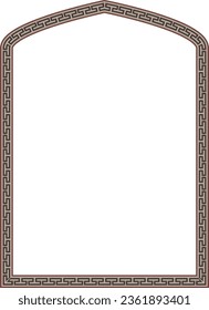Pseudo Four centered arch rectangular frame architecture window door Greek meander pattern antique retro vintage meander old-fashioned design picture frame art and craft borders element decorate 
