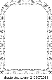 Pseudo three centered arch Vertical Frame architectural arche window door Vintage frame Flower wreath leaf vector floral border picture frames Branch laurel botanical silhouette black elements 