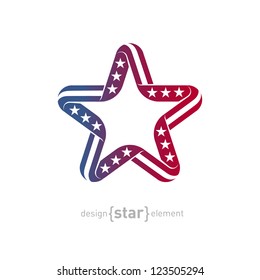 The pseudo volume star with american flag symbols vector design element