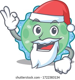Pseudomonas aeruginosa Santa cartoon character with cute ok finger