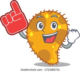 Pseudomonas presented in cartoon character design with Foam finger