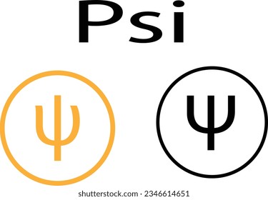 Psi Greek letter vector illustration. Flat illustration iconic design of Psi Greek letter, isolated on a white background.