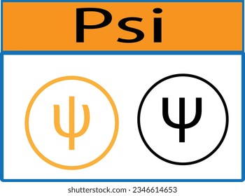 Psi Greek letter vector illustration. Flat illustration iconic design of Psi Greek letter, isolated on a white background.