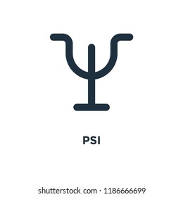 Psi icon. Black filled vector illustration. Psi symbol on white background. Can be used in web and mobile.
