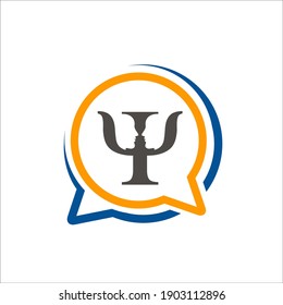Psi icon with microphone and faces for communications icon.