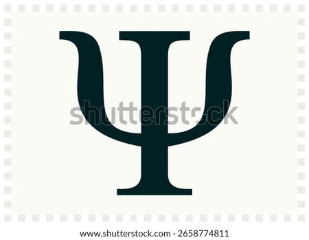 Psi symbol vector graphic. Representing psychology, the soul, and the mind, it has roots in ancient Greek tradition and is widely used in academic and mental health fields. Universal symbol series.
