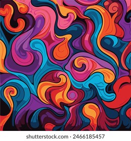 Psicodelic dynamic curves in neon abstract pattern style