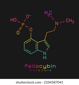 Fórmula de la psilocybin, estructura química en fondo oscuro