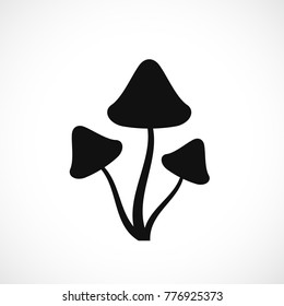 Psilocybin hallucinogenic mushrooms silhouette vector illustration isolated on white background