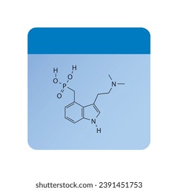 Psilocybin molecular structure, skeletal formula diagram on pink background. Scientific EPS10 vector illustration.