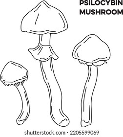 Dibujo vectorial de contorno negro de Psilocybin