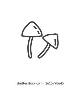 Psilocybin Mushrooms line icon. linear style sign for mobile concept and web design. Magic Mushrooms outline vector icon. Symbol, logo illustration. Vector graphics