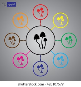 Psilocybin mushrooms simple vector icon