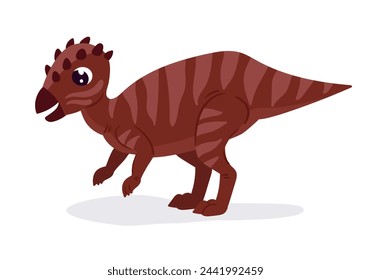 Psittacosaurus dinosaur. Cartoon herbivorous dino, ancient cretaceous reptile flat vector illustration. Cute psittacosaurus dinosaur baby