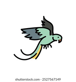 Psittacula eupatria color icon. Editable stroke.Vector elements