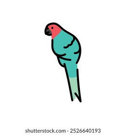 Psittacula krameri color icon. Editable stroke.Vector elements