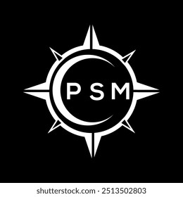 PSM abstrakte Technologie Kreis Einstellung Logo-Design auf schwarzem Hintergrund. PSM kreative Initialen Buchstaben Logo-Konzept.
