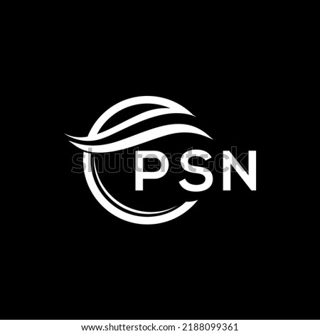 PSN letter logo design on black background. PSN creative circle logo. PSN initials  letter logo concept. PSN letter design.
