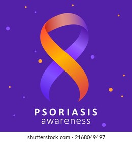 Psoriasis Awareness Month. Psoriasis Action Month. Support, celebration and dedication. Purple and orange ribbon
