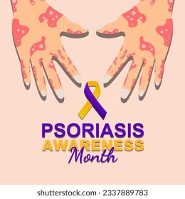 Se observó en AGOSTO el Mes de Conciencia Psoriasis. Plantilla de diseño de afiches y pancartas.
