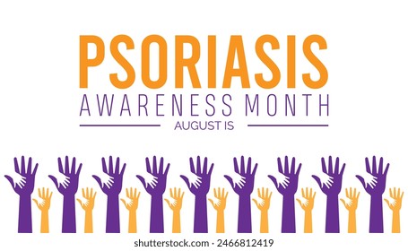 psoriasis awareness month is observed every year on August. banner design template Vector illustration background design.