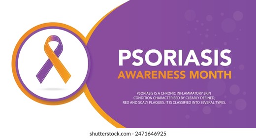 Psoriasis awareness month is observed every year in August, it is a skin condition that causes red, flaky, crusty patches of skin covered with silvery scales. Vector illustration