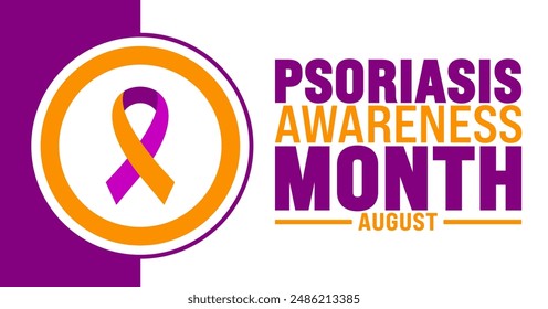 Psoriasis Awareness Month is observed every year in August. Holiday concept. Template for background, banner, card, poster, placard, design template with unique shapes with standard color.