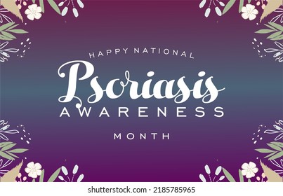 Mes de Conciencia Psoriasis. Plantilla para fondo, banner, tarjeta, cartel, camiseta con inscripción de texto