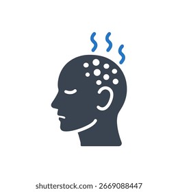 Psoriasis-Kopfhautjucksymbol einzeln auf weißem Hintergrund