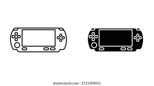 Conjunto de iconos de PSP. Símbolo de Vector PSP en estilo negro relleno y delineado.