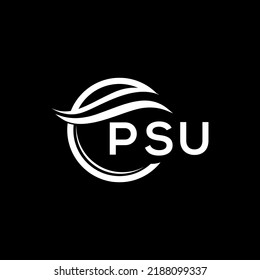 PSU letter logo design on black background. PSU creative circle logo. PSU initials  letter logo concept. PSU letter design.