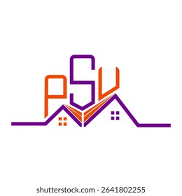 PSU Real State logo design, PSU simple and modern logo. PSU luxurious alphabet design  
