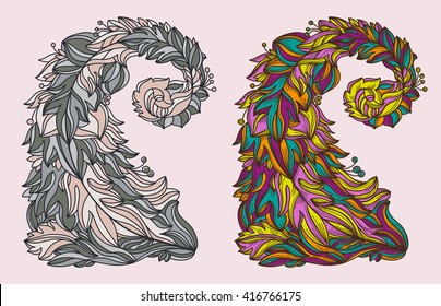 Psy Plants Leaves Forest Line Drawn Elements