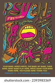 Psych Festival Gig Poster Flyer Template