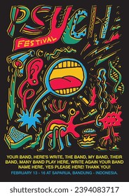 Psych Festival Gig Poster Flyer Template