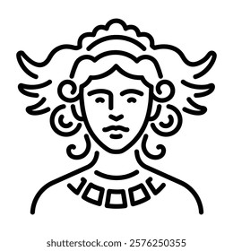 Psyche goddess icon in linear style 