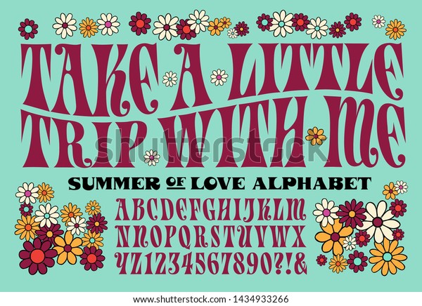 Psychedelic 1960s Style Hippie Alphabet Includes Stock Vector (Royalty ...