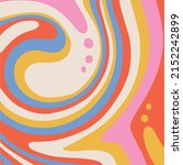 Psychedelic 1970 retro background with fluid shapes and drops. 1960s Hippie Wallpaper Design. Trippy Glitchy backdrop for Psychedelic 60s-70s Parties with vintage rainbow colors and groov. Vector