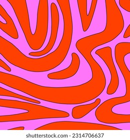 psychedelischer abstrakter Hintergrund der 1970er Jahre. Lebhafte Formen und Streifen auf einem quadratischen Muster. Hippie und nur gute Vibes Social Media Vorlage. Funky and groovy card