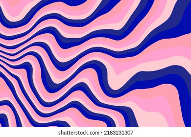 Psychedelic 1970s-style wavy retro background in blue and pink colors.