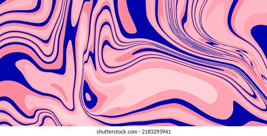 Psychedelic 1970s-style wavy retro background in blue and pink colors.