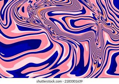 Psychedelic 1970s-style wavy retro background in blue and pink colors.