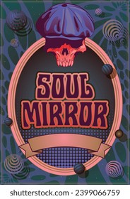 Psychedelic Abstract Art Skull in Cap, Geometric Shapes, Psychedelic Background 