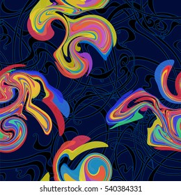 psychedelic abstract background colorful swirls seamless pattern.
