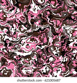 Psychedelic abstract background colorful swirls. Modern fashion trendy trans pattern. Vector illustration. Camouflage pattern. Classic clothing style masking camo print. Flowing fluid wallpaper.