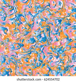 Psychedelic abstract background colorful swirls. Modern fashion trendy trans pattern. Vector illustration. Classic clothing style masking camo print. Flowing fluid wallpaper.