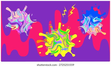 Una ilustración de fondo abstracto psicodélico con colores salpicantes.