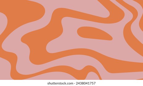 Psychedelic abstract background in retro y2k style. Waves and swirls pattern in pink and red colors. Simple trippy vector illustration. Vintage backdrop, funky banner template, liquid marble texture