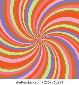 Psychedelic abstract background with vibrant color spirals, retro design inspired by the 70s for decoration or graphic projects