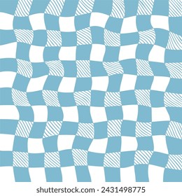 Psychedelic Abstract checkerboard Background in 1970s Retro Style. Groovy hippie poster.